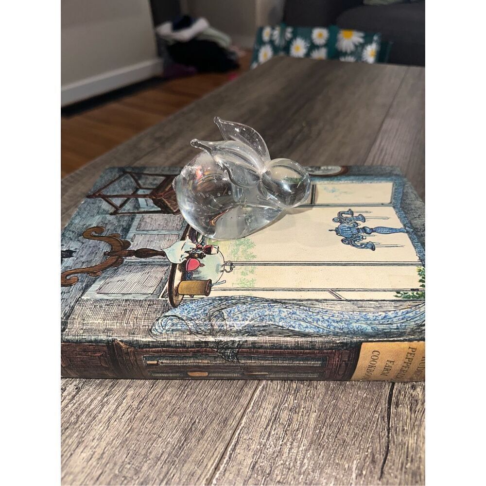 Bunny Rabbit Nantucket Clear Art Glass Rabbit Bubble Infused Paperweight